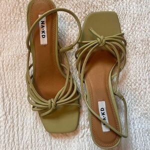 NA-KD Sage Green Strappy Sandals